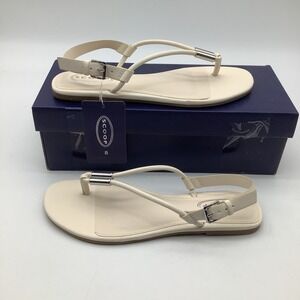Scoop Womens Thong Slingback Sandal Size 8 Bone Beige‎ with Silver Detail New